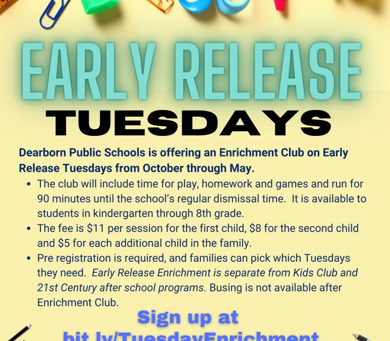 Paid childcare available on Early Release Tuesdays