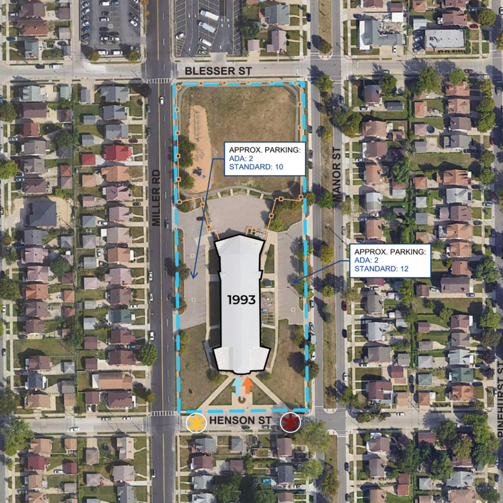 A satellite photo showing that Becker Elementary was constructed in 1993.